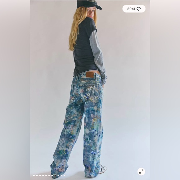 Free People We The Free Tennessee Low-Rise Illusions Jeans. NWT. Floral canvas - Picture 7 of 10